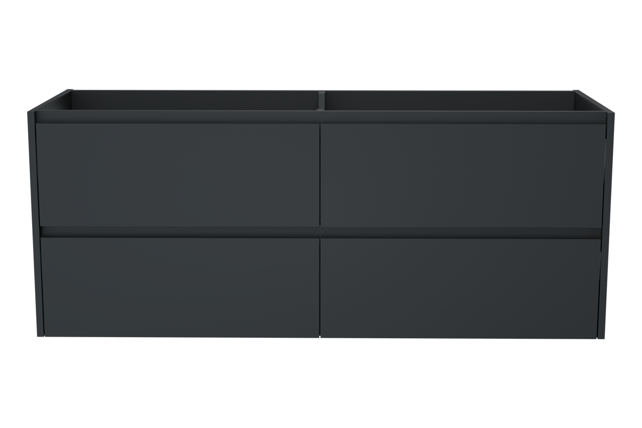 Storke Seda meuble sous-lavabo suspendu 150 x 52 cm Noir Mat 4 porte