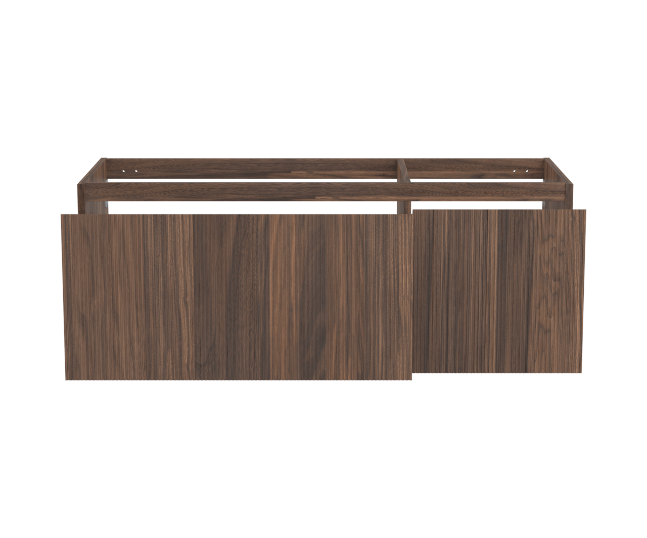 Balmani Fila zwevende wastafelonderkast 135 x 55 cm asymmetrisch links fineer notelaar 4 lades