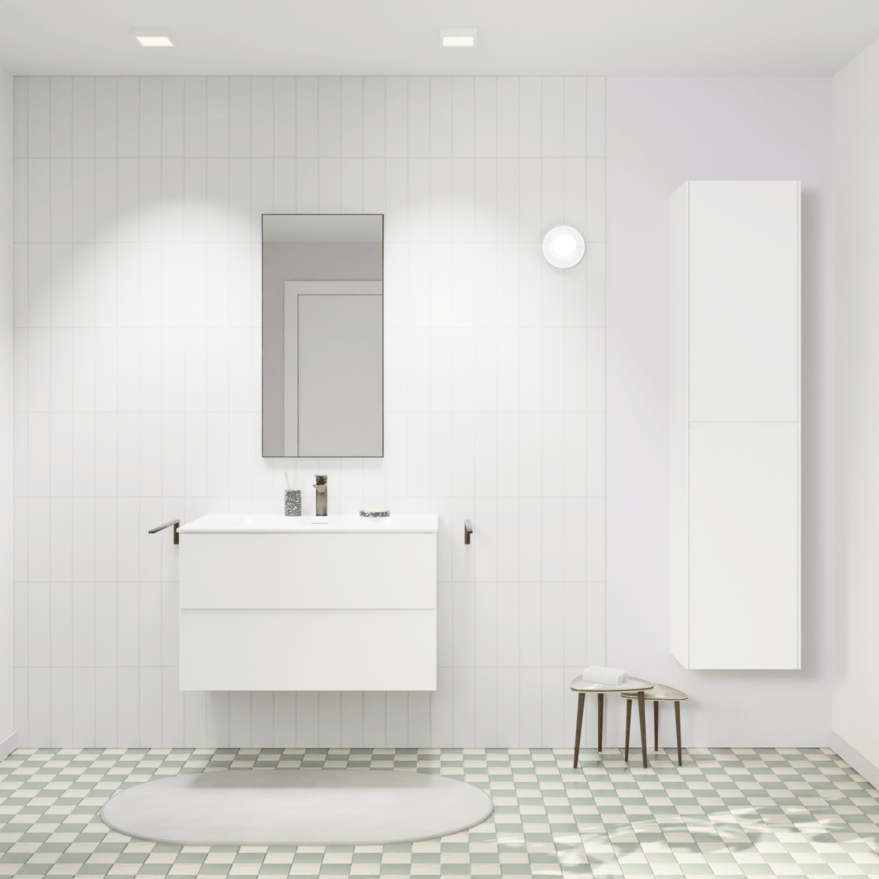 Storke Edge zwevend badmeubel 85 x 52 cm mat wit met Mata enkele wastafel in solid surface mat wit