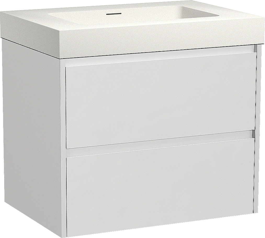 Storke Seda zwevend badmeubel 75 x 52 cm mat wit met Mata High enkele wastafel in solid surface mat wit