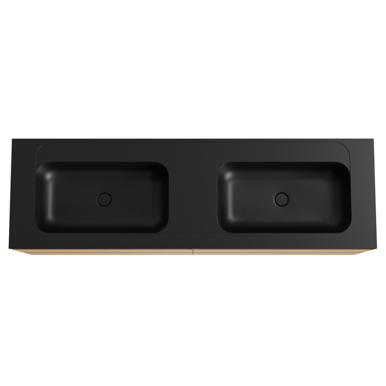 Balmani Mitra hängendes Möbelstück Set: 180 x 55 cm, Naturbelassene Eiche, mit Tablo Strada Doppelwaschtisch, Marmorkomposit Schwarz matt