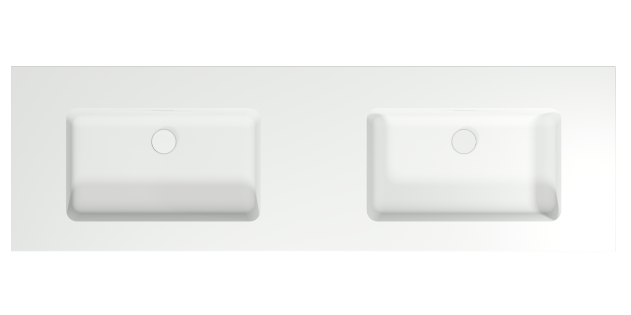 Storke Mata Doppelwaschtisch, Solid Surface matt, 170 x 52 cm, Crepine inklusive