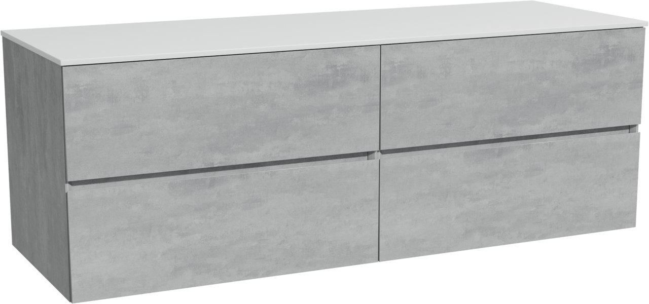 Storke Edge zwevend badmeubel 150 x 52 cm beton donkergrijs met Tavola enkel of dubbel wastafelblad in solid surface mat wit