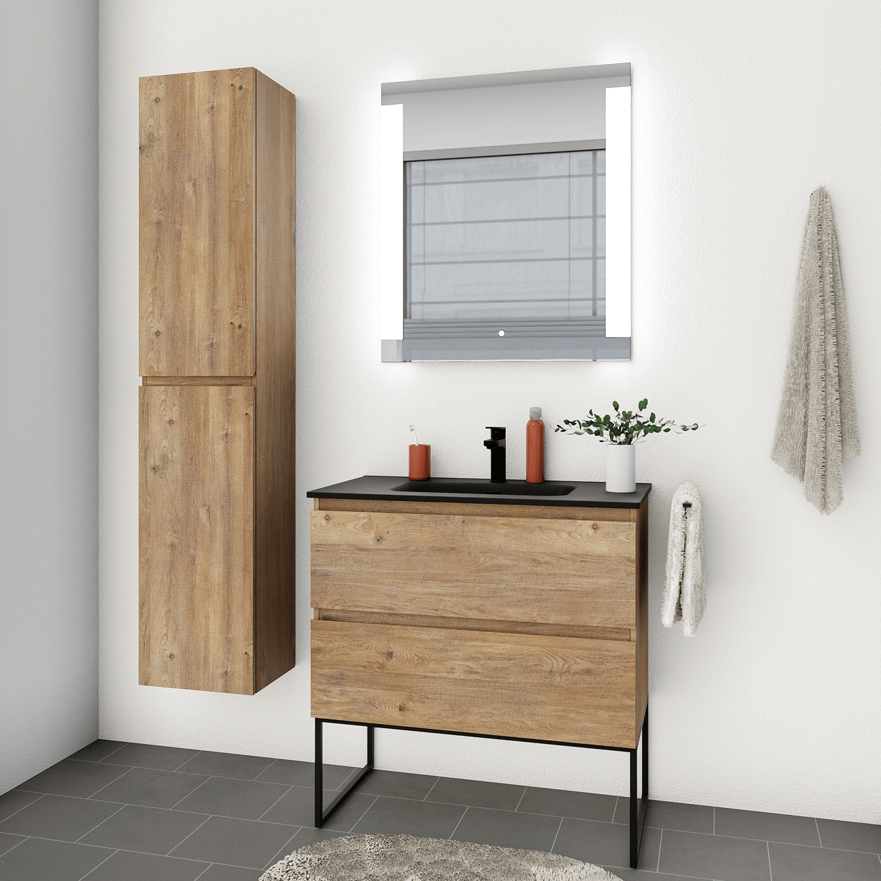 Linie Lunar miroir rectangulaire lumineux 70 x 80 cm