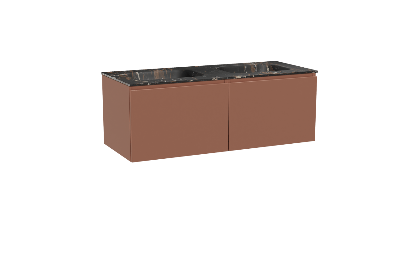 Balmani Sfera meuble salle de bains suspendu 135 x 55 cm cotto avec Tablo Arcato double vasque en marbre portoro gold