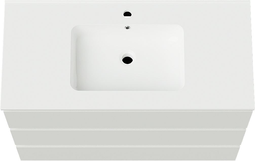 Linie Lado freistehendes Möbelstück Set: 100 x 46 cm, Weiß glänzend, mit Vano Einzelwaschtisch, Marmorkomposit Weiß glänzend