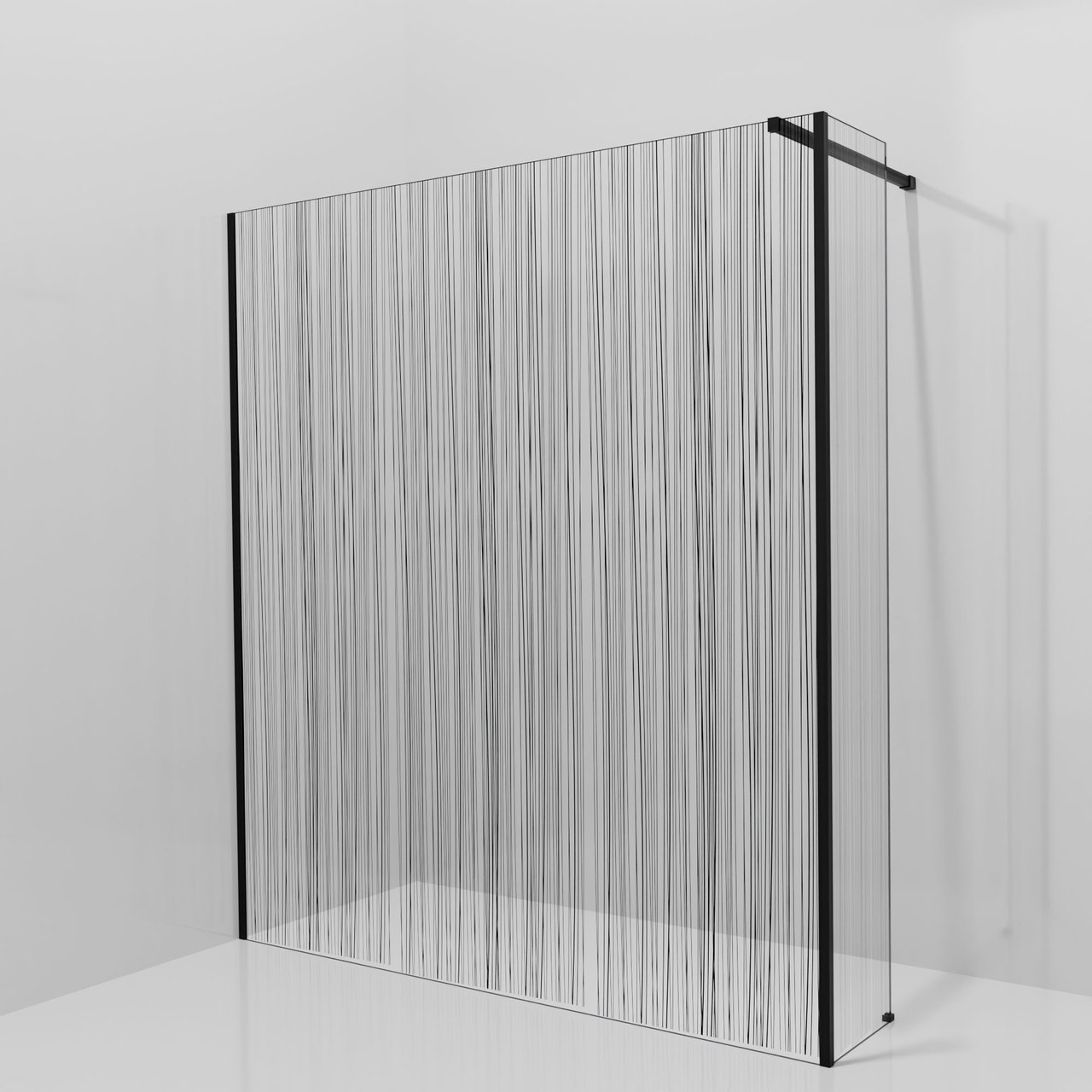 Balmani Modular Walk-In Dusche mit fester Seitenwand: 180 x 200 cm, Mikado, Profil Schwarz matt