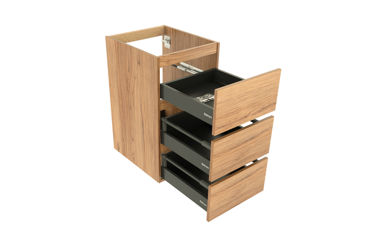 Balmani Lucida staande wastafelonderkast 45 x 55 cm teakhout 3 lades