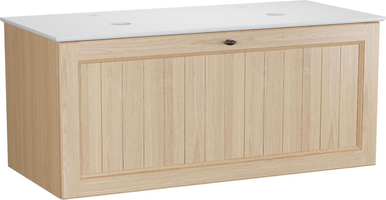 Balmani Lemon meuble salle de bains suspendu 120 x 55 cm, placage chêne naturel avec Facetta tablette double en blanc mat