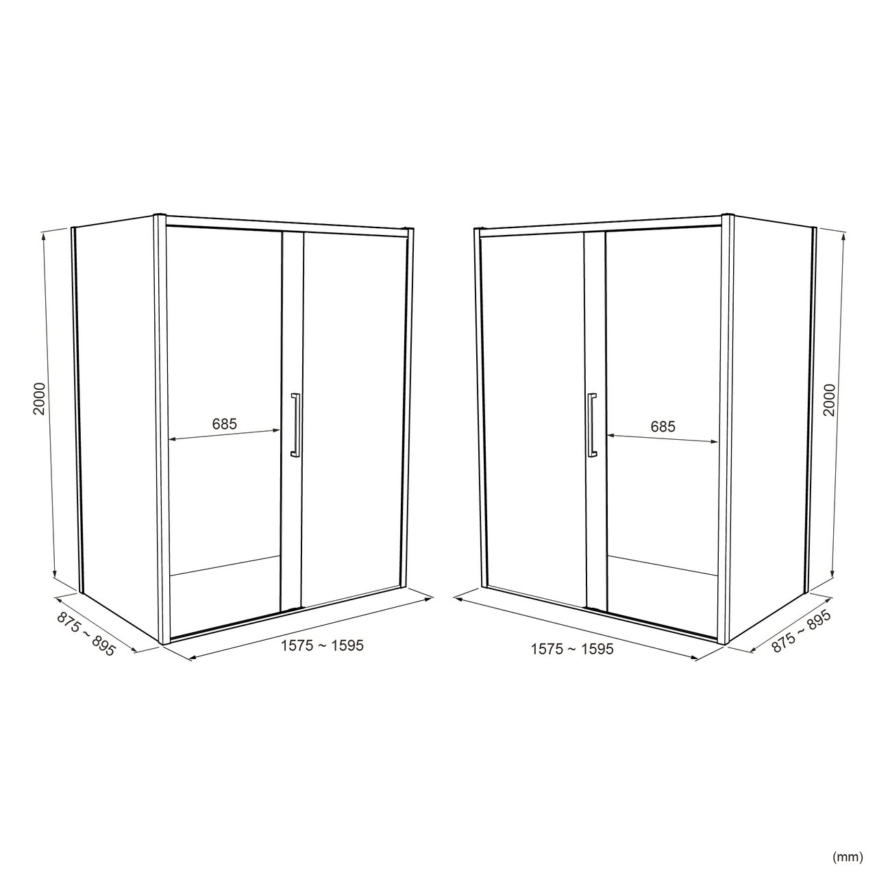 Luca Varess Senses douchehoek met schuifdeur en vaste zijwand 90 x 160 cm helder glas mat zwart profiel