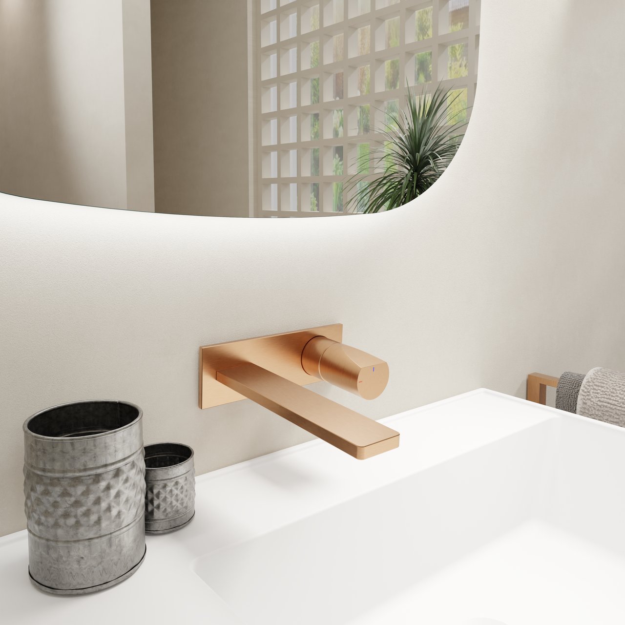 Blaufoss Eris EcoStart robinet de lavabo encastré Brushed Rosegold incl élément intégré