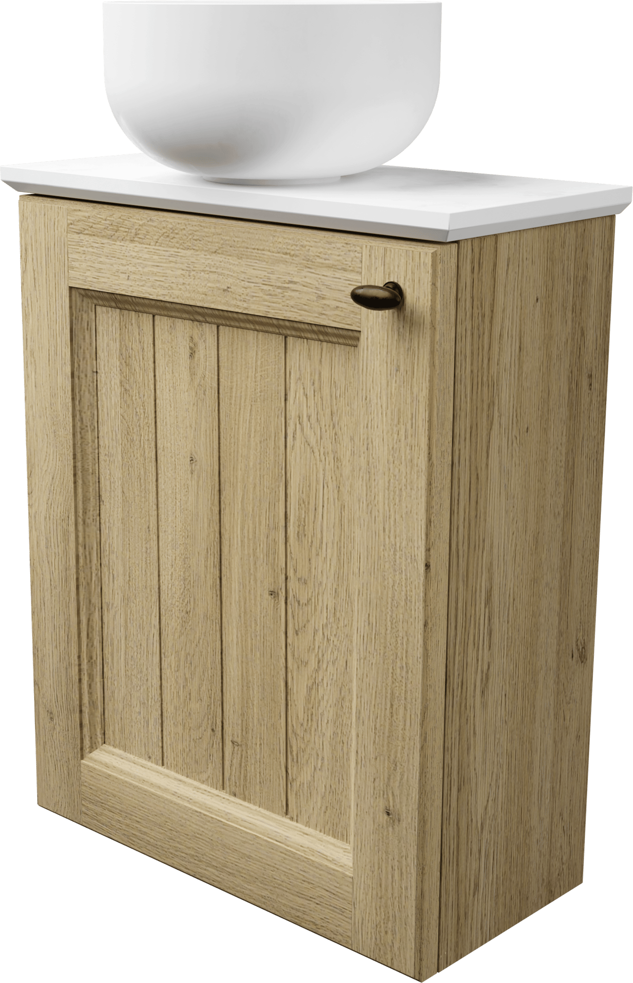 Balmani Lemon zwevend toiletmeubel 42 x 21 cm verweerde eik met Facetta tablet en Bowl waskom in matte Solid Surface