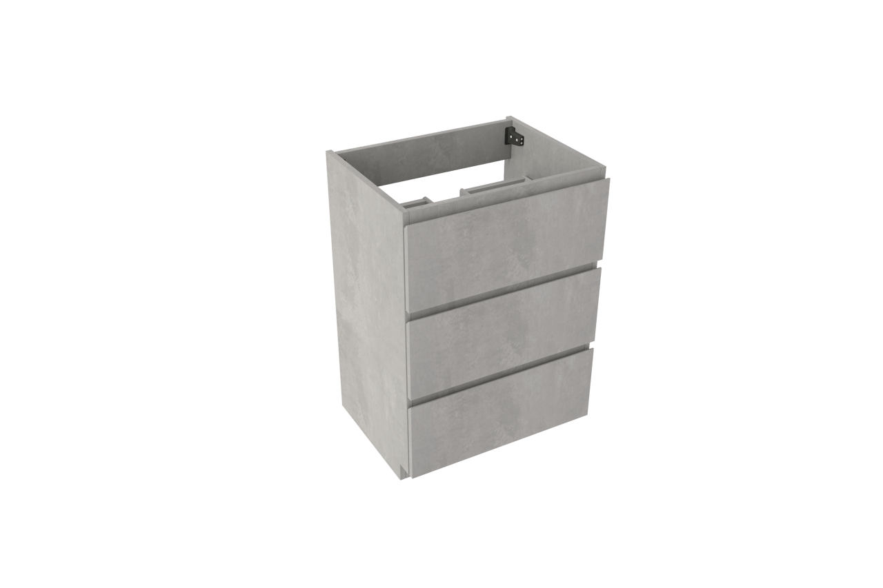 Storke Delta meuble sous-lavabo a poser 60 x 48 cm béton gris foncé 3 tiroirs