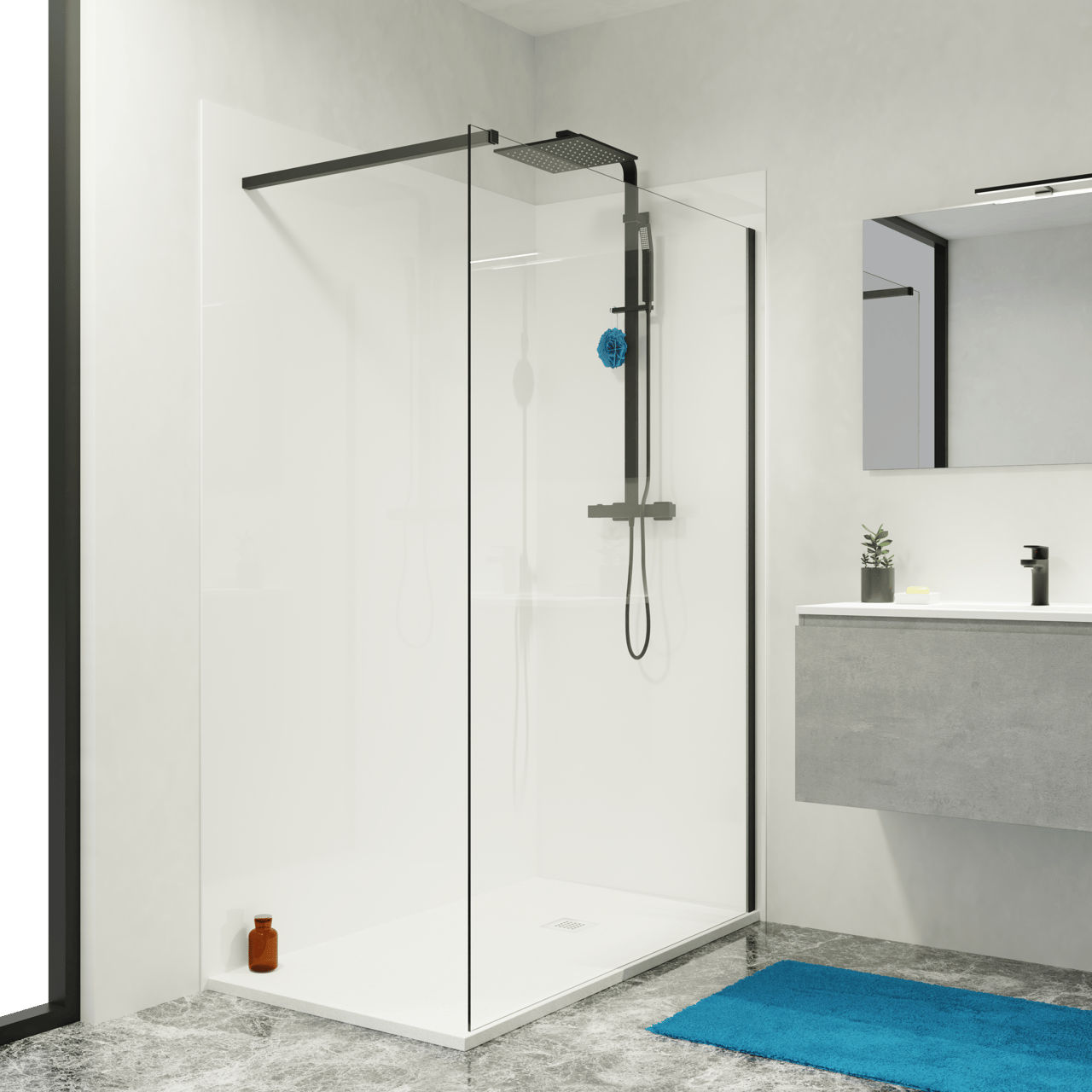 Linie Wall panneau mural de douche 140 x 220 cm acrylique Blanc Brillant