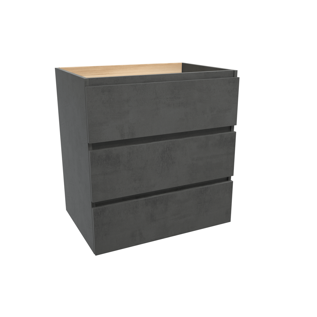 Balmani Lucida stehender Bad-Unterschrank, 75 x 55 cm, Beton dunkelgrau, 3 Schubladen