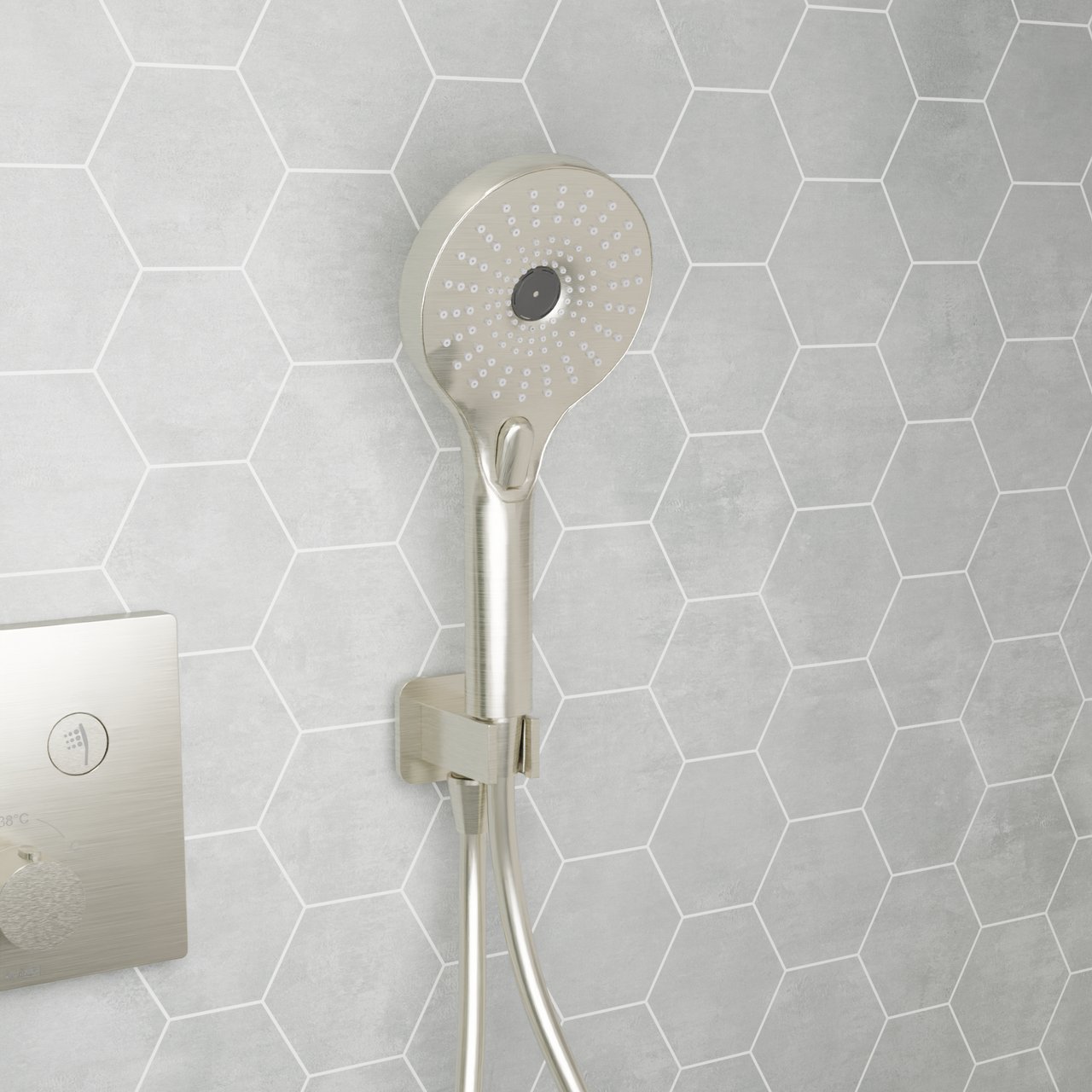 Blaufoss Onos Handdoucheset met doucheslang aansluiting 3 straalsoorten Brushed CoolMetal