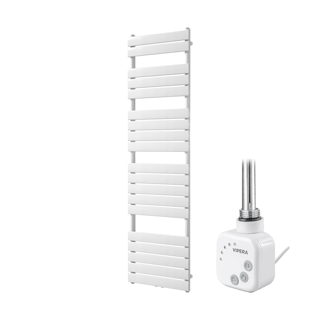 Vipera Vulcan sèche-serviettes Simple 50 x 180 cm chauffage électrique blanc brillant raccordement latéral et central possible 800W, résistance incluse