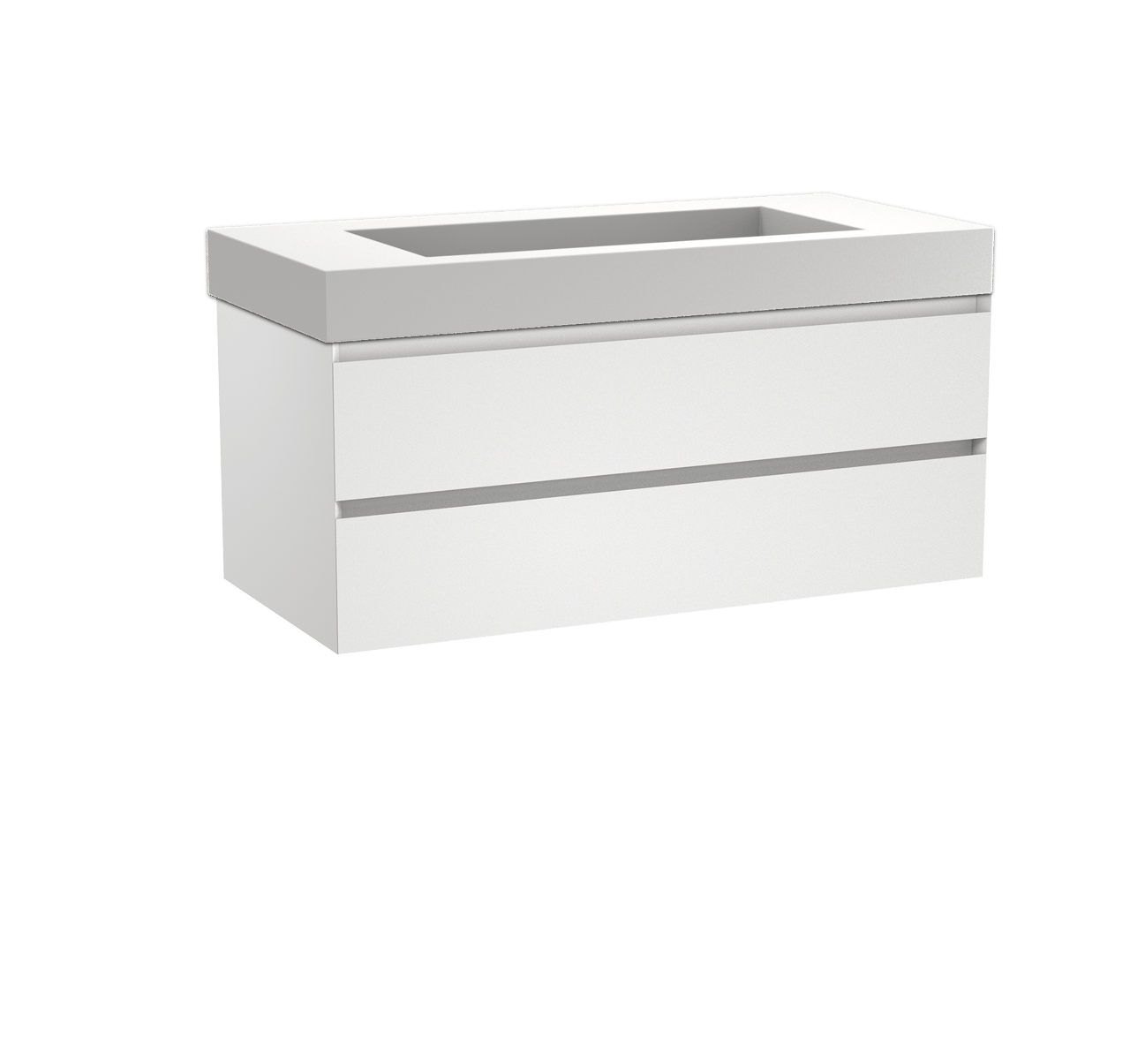 Balmani Mitra hängendes Möbelstück Set: 120 x 55 cm, Weiß matt, mit Modus Einzelwaschtisch für 2 Armaturenlöcher, Solid Surface Weiß matt