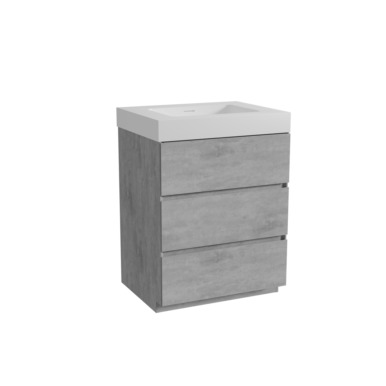 Storke Edge freistehendes Möbelstück Set: 65 x 52 cm, Beton dunkelgrau, mit Mata High Einzelwaschtisch, Solid Surface Weiß matt