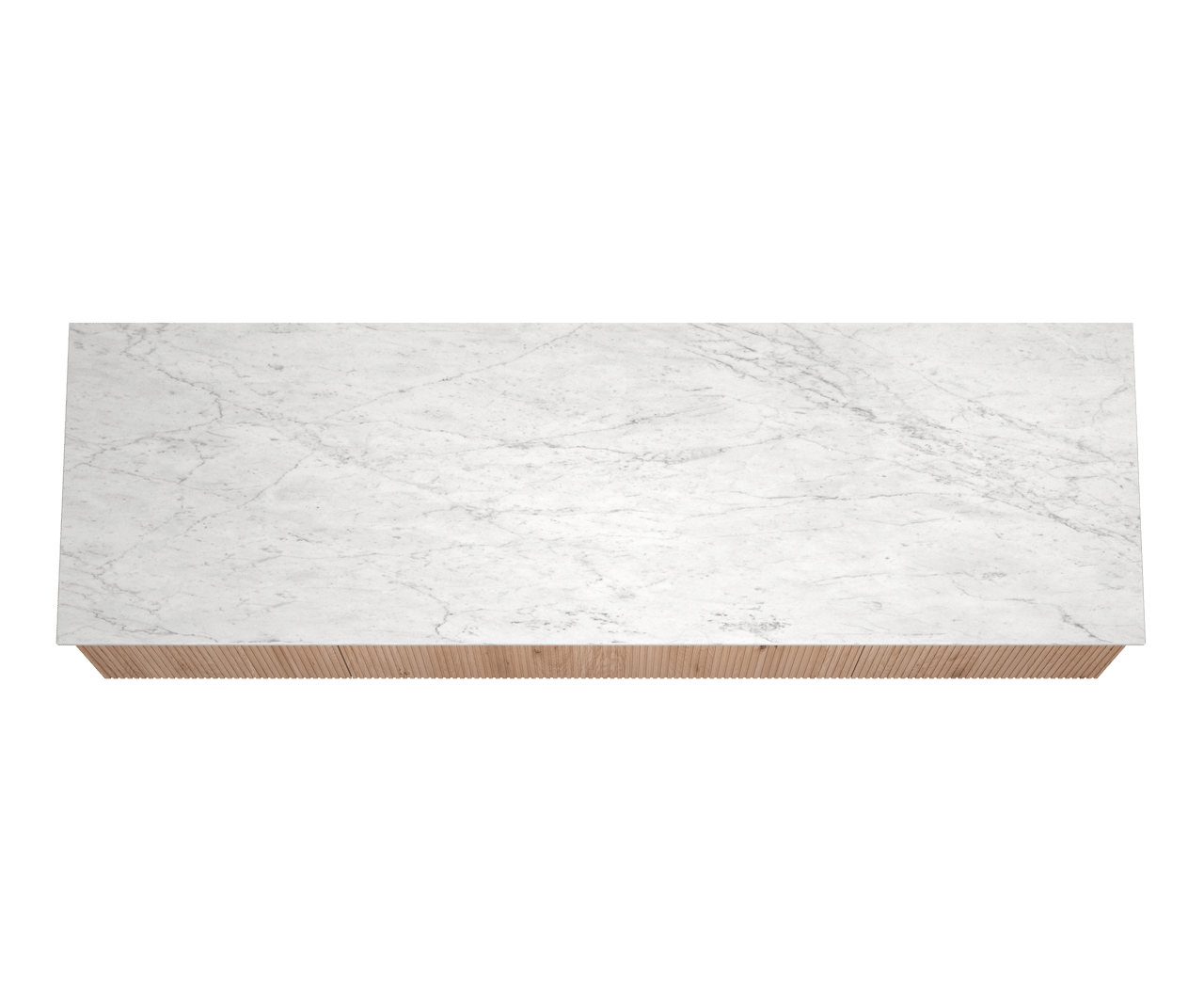 Balmani Forma zwevend badmeubel 180 x 55 cm naturel eiken met Stretto enkel of dubbel wastafelblad in marmer carrara, Verticale symmetrische rechte ribbel