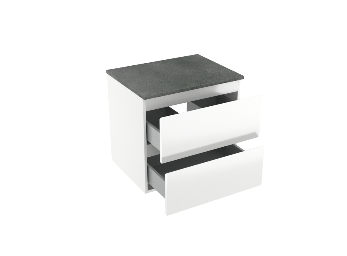 Linie Lado meuble salle de bains suspendu 60 x 46 cm blanc brillant avec Lado tablette simple en mélaminé ardoise gris