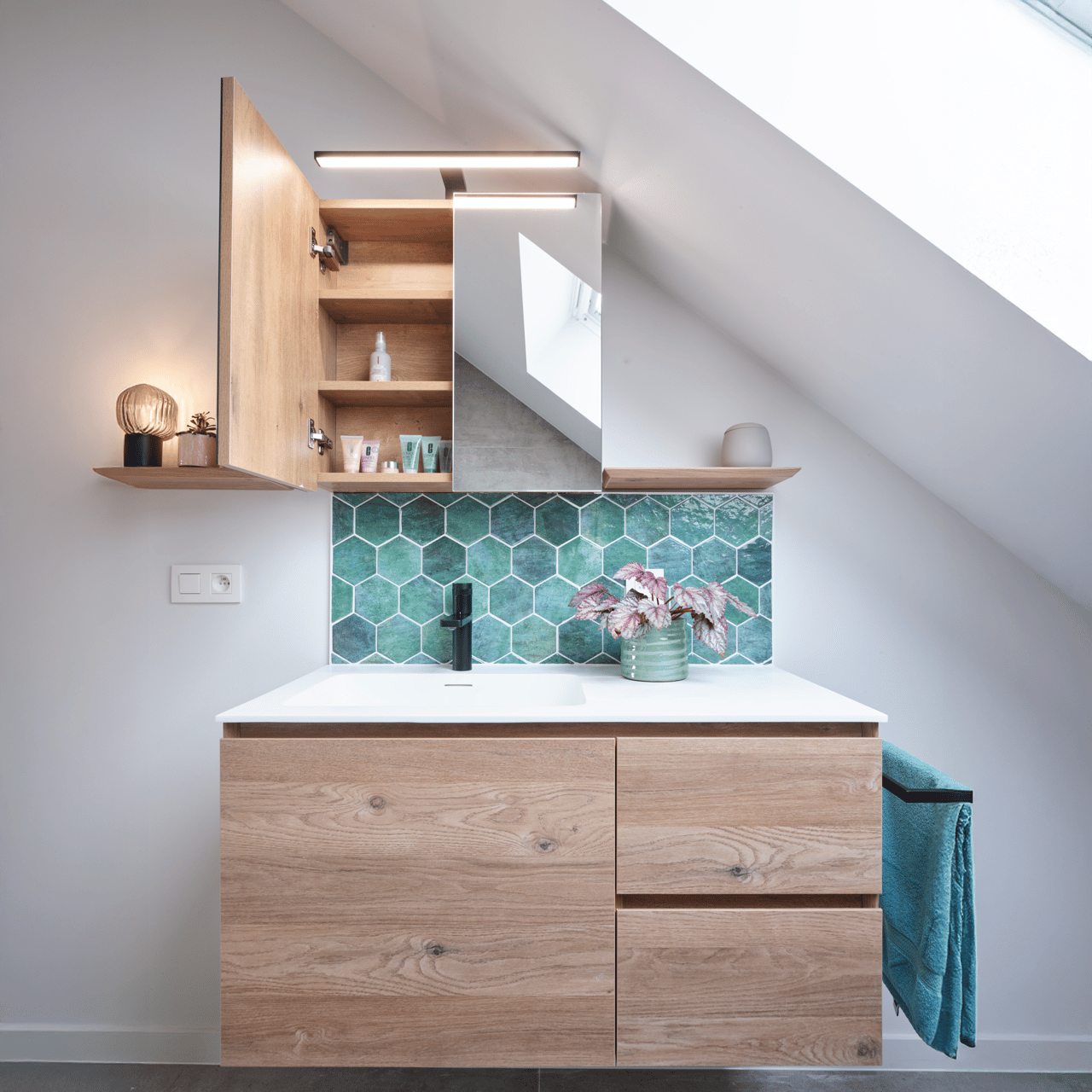 Storke Reflecta Spiegelschrank Bad: 60 x 75 cm, Eiche rustikal