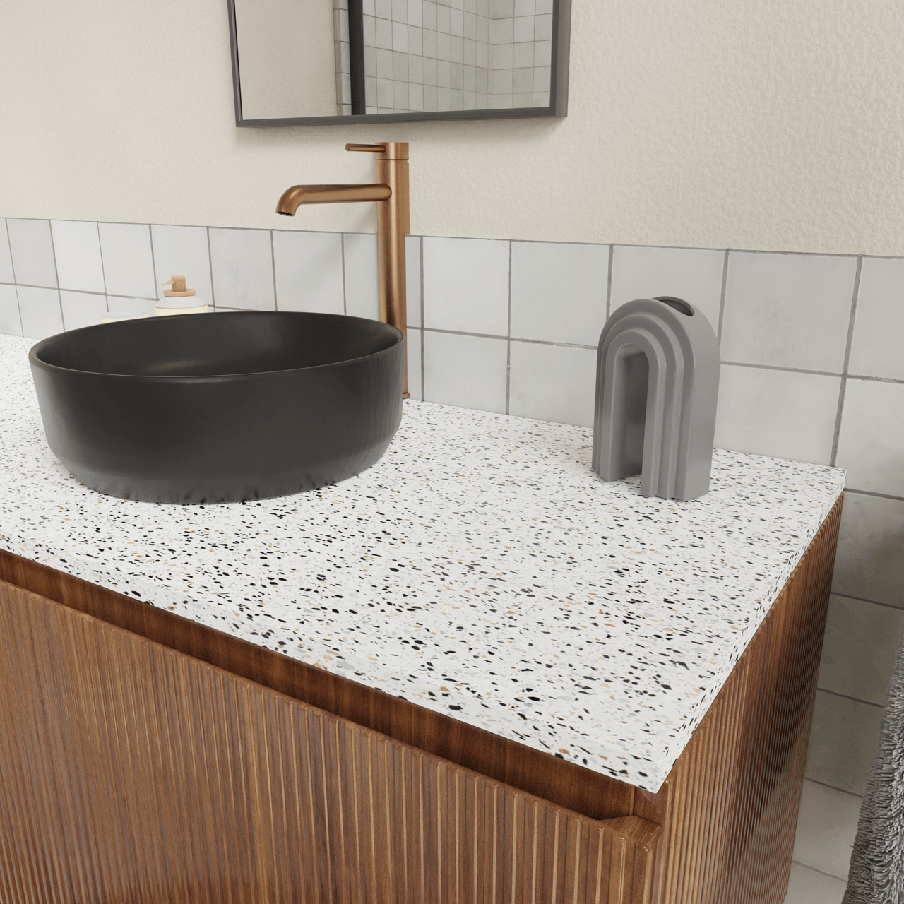 Storke Ribs meuble sous-lavabo suspendu 105 x 52 cm noyer 2 tiroirs