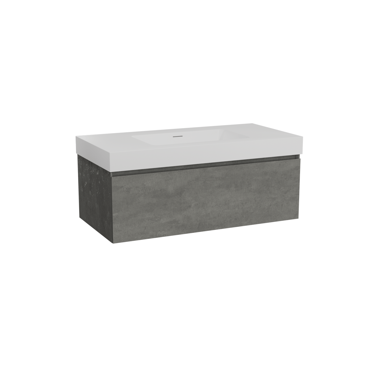 Storke Edge hängendes Möbelstück Set: 105 x 52 cm, Beton dunkelgrau, mit Mata High Einzelwaschtisch, Solid Surface Weiß matt