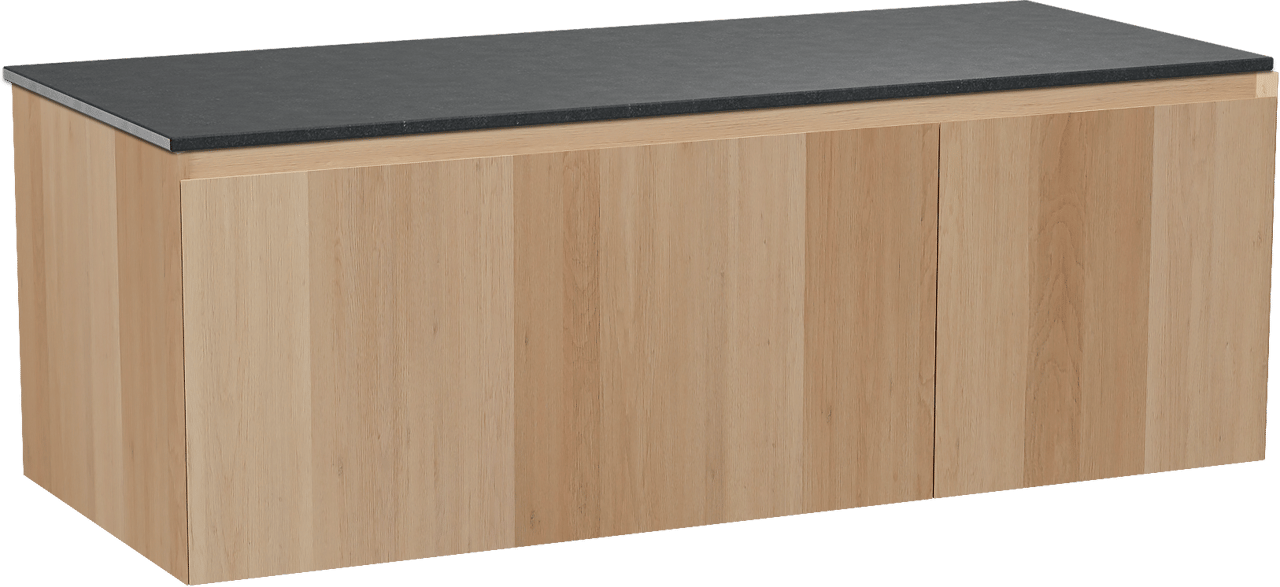 Balmani Idra meuble salle de bains suspendu 135 x 55 cm chêne naturel avec Stretto tablette simple ou double en granit noir