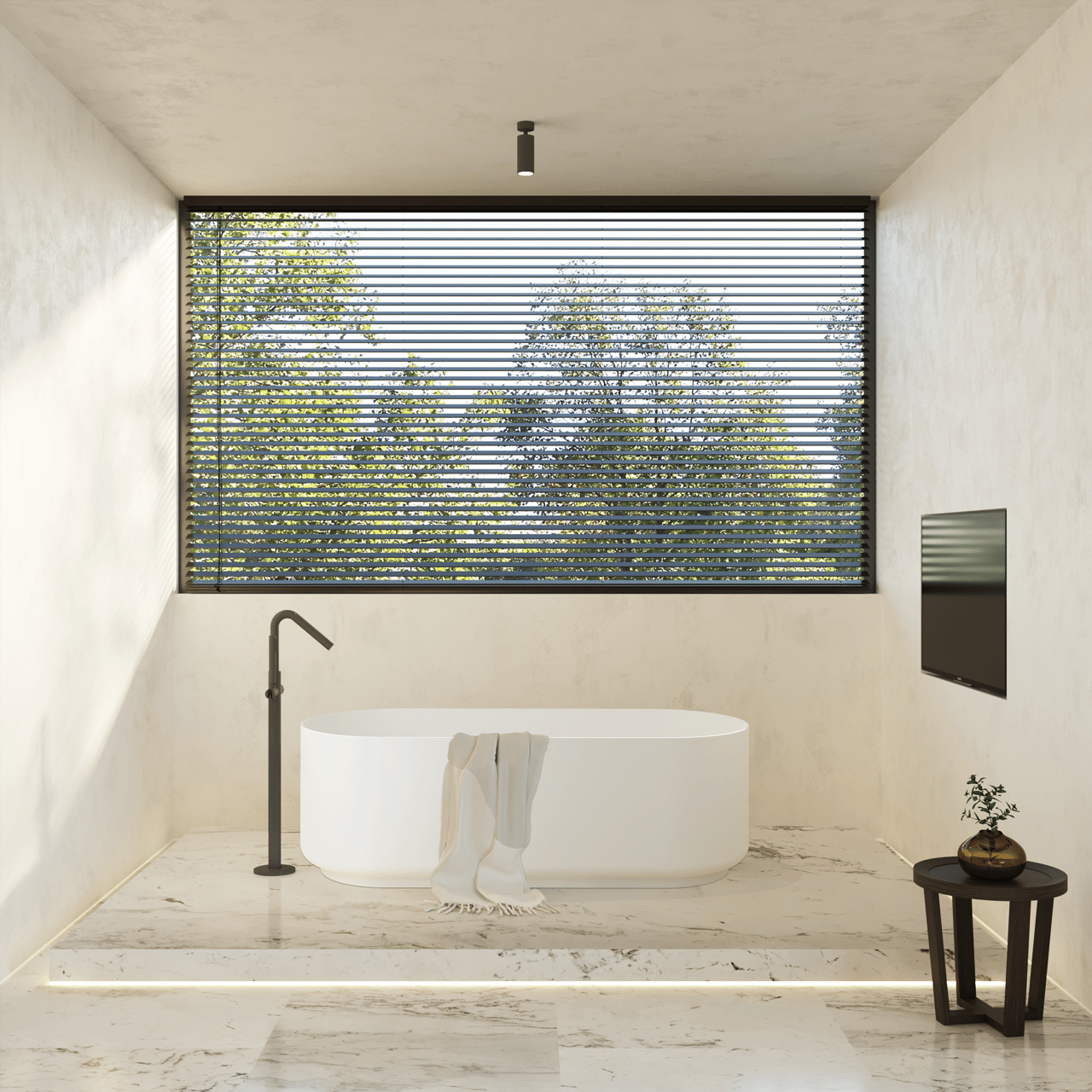 Balmani Scala Ovale Freistehende Badewanne: 170 x 170 cm, Solid Surface, Weiß matt