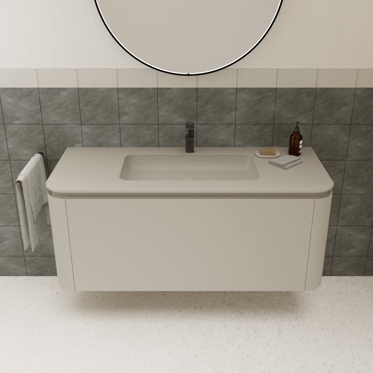 Balmani Moon plan simple top solid soie grise matte 130 x 55 cm