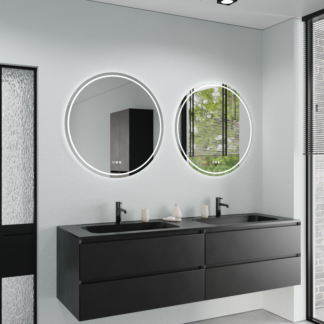 Balmani Ghost Touch miroir rond lumineux et anti-buée Ø 80 cm