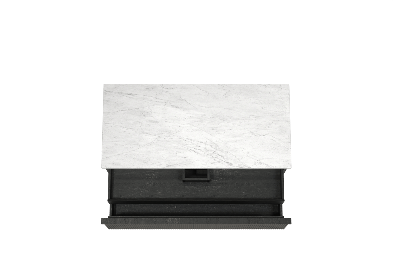 Balmani Forma meuble salle de bains suspendu 120 x 55 cm chêne noir avec Stretto tablette simple ou double en marbre carrara, Nervure droite symétrique verticale