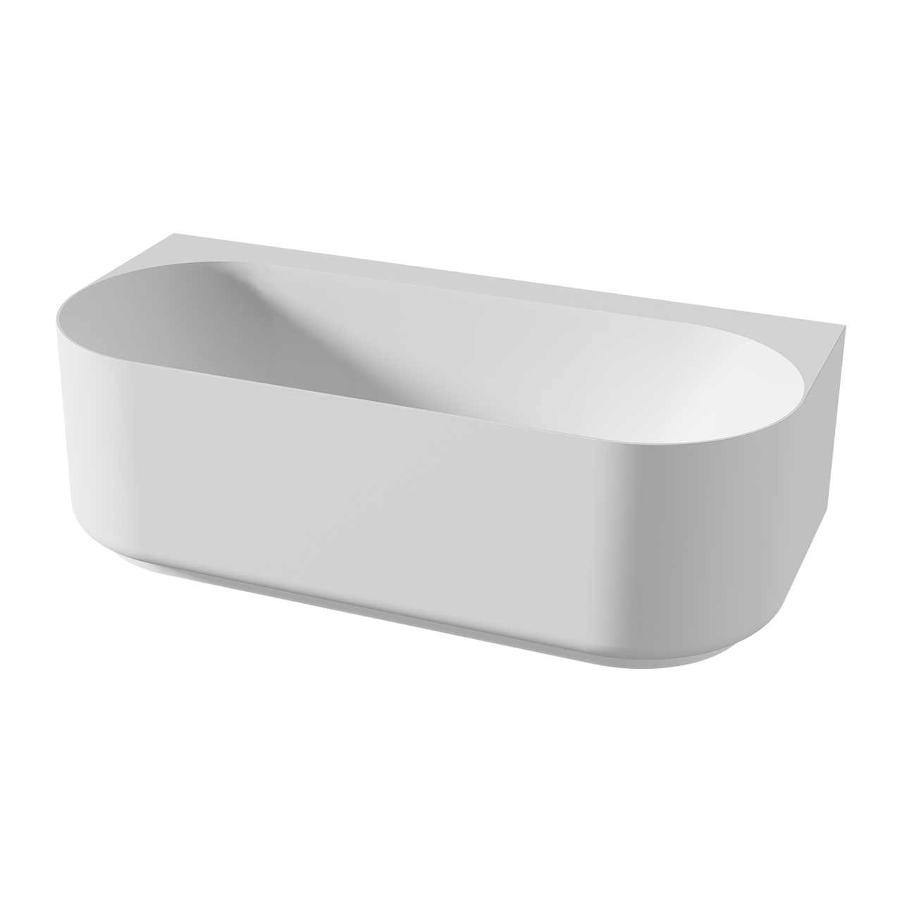 Balmani Scala Ovale halb freistehende Badewanne: 175 x 80 cm, Solid Surface, Weiß matt