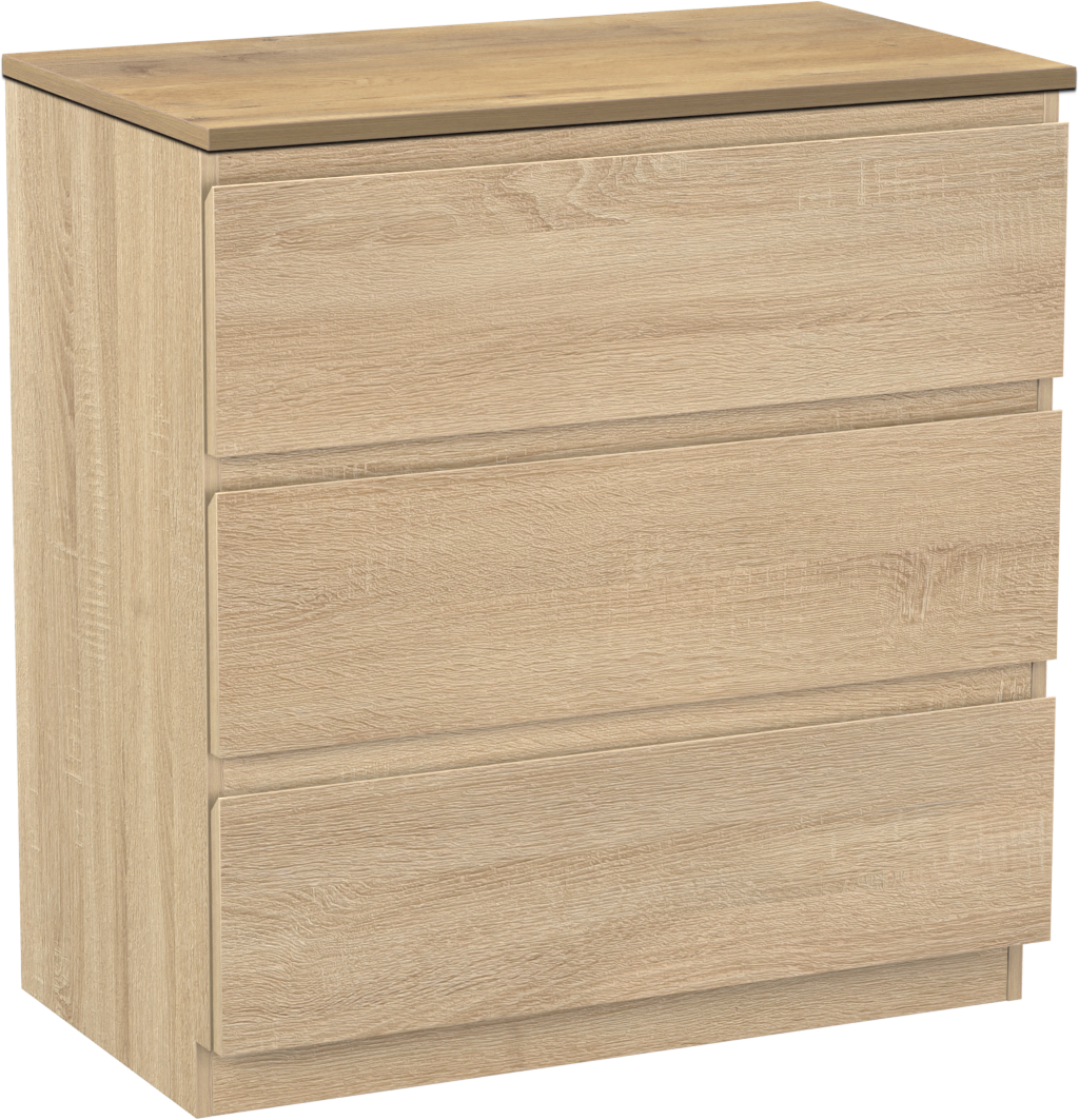 Linie Lado staand badkamermeubel 80 x 46 cm witte eik met Lado enkel tablet in melamine natuur eik