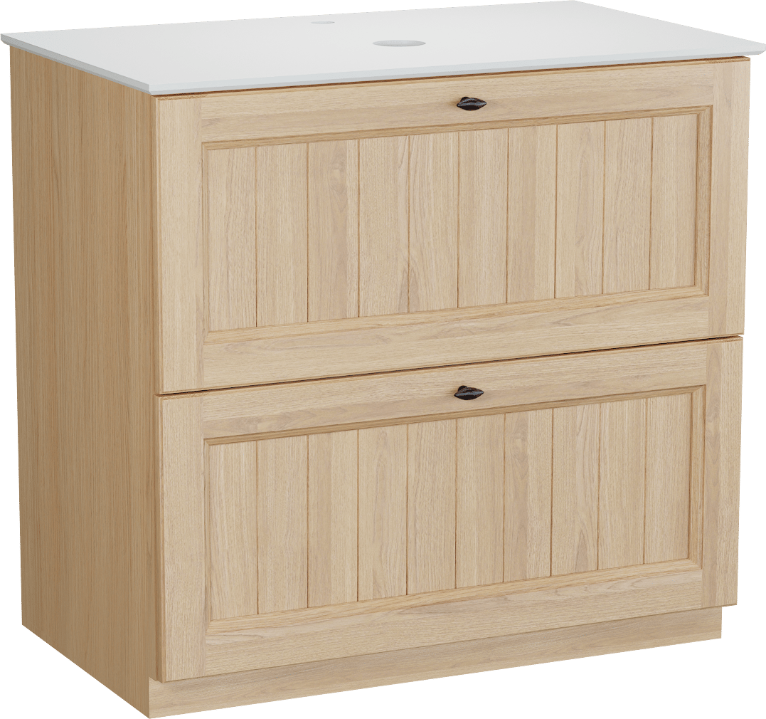 Balmani Lemon meuble salle de bains à poser 90 x 55 cm, placage chêne naturel avec Facetta tablette simple en blanc mat