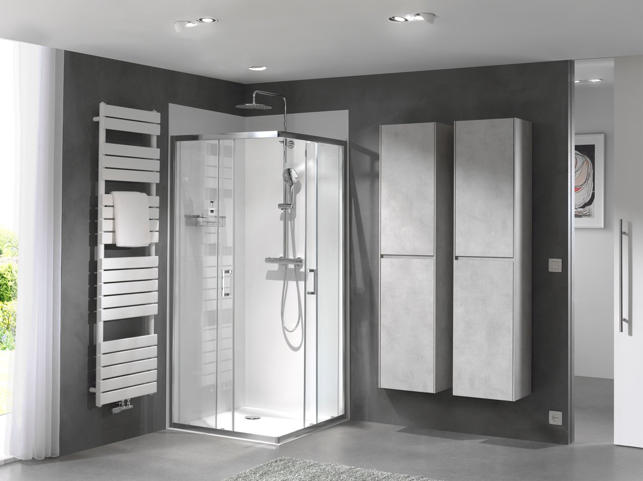 Luca Varess Silk panneau mural de douche 80 x 220 cm acrylique blanc mat