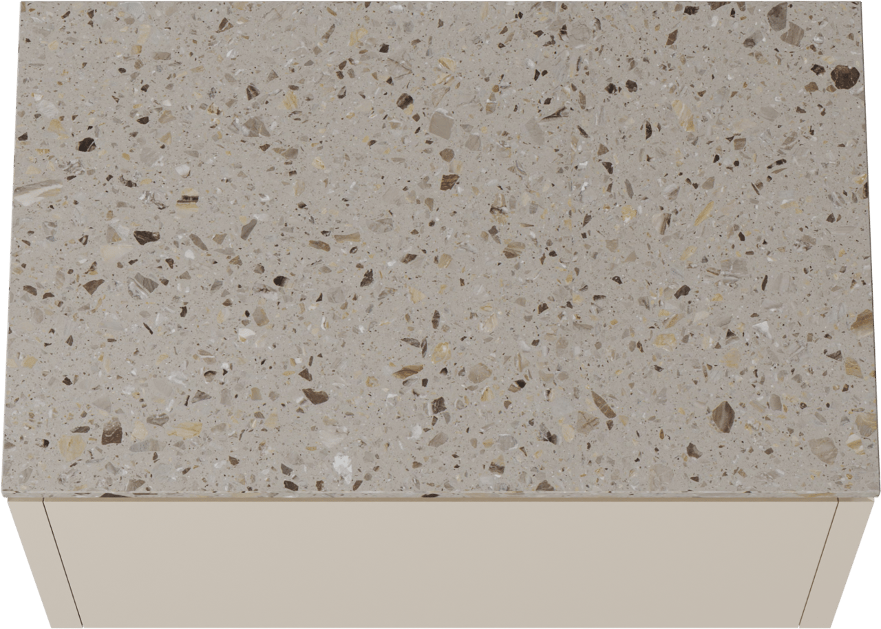 Balmani Eclips meuble salle de bains suspendu 90 x 55 cm Sandbeige avec Stretto tablette simple en Terrazzo greige