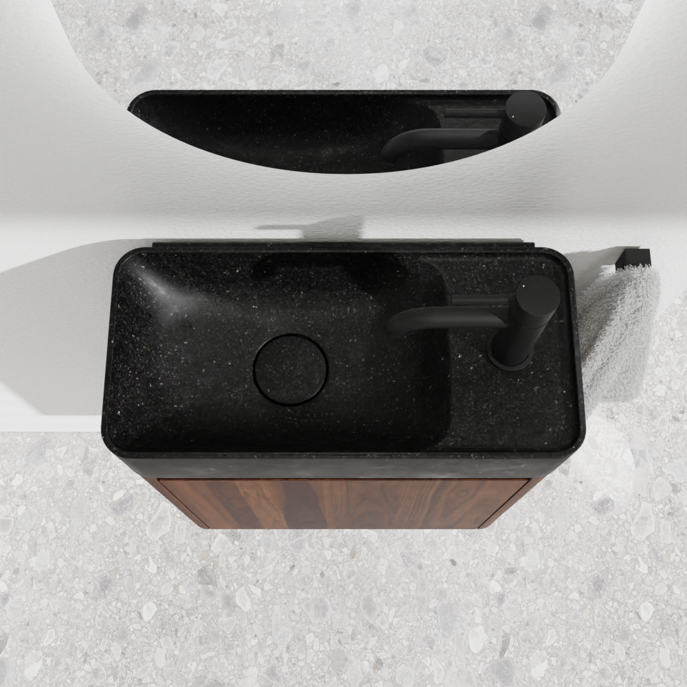 Balmani Fara meuble wc suspendu 45 x 22 cm noyer américain avec Fara lavabo en granite aiguisé