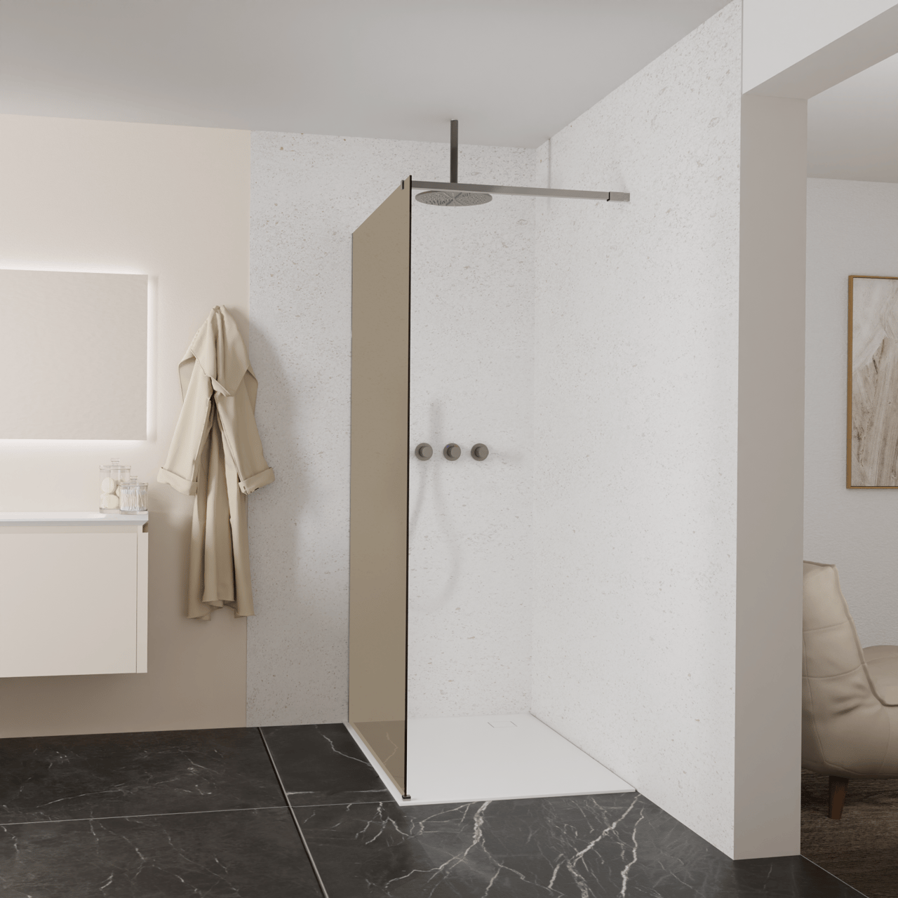 Balmani Modular inloopdouche: 120 x 200 cm, Brons glas, Brushed GunMetal profielen