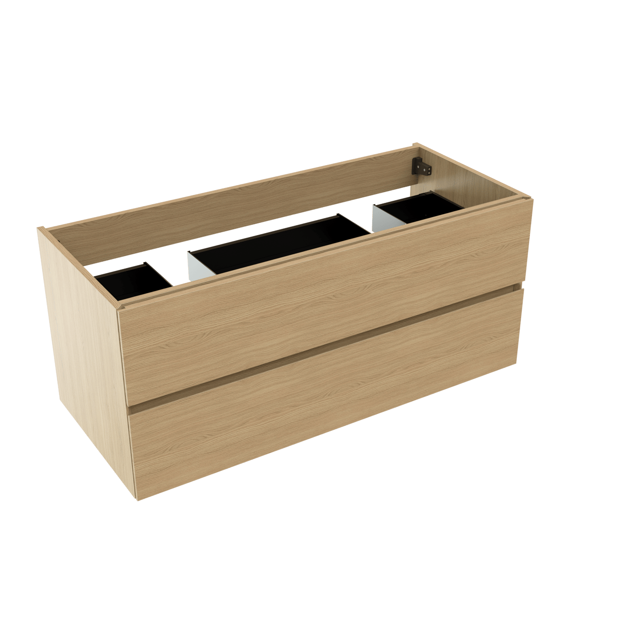 Storke Edge zwevende wastafelonderkast 120 x 52 cm natuur eik 2 lades 2 sifonuitsparingen