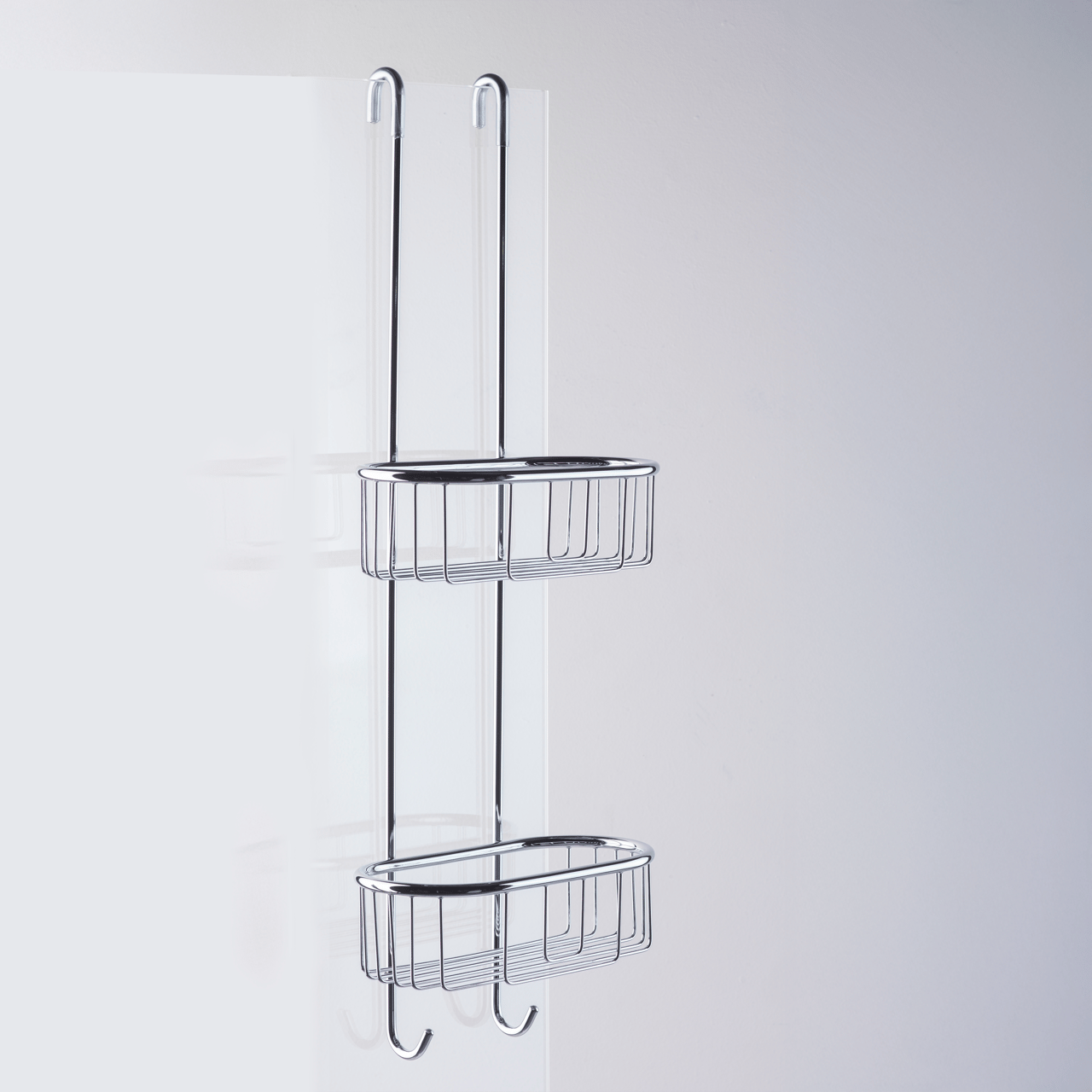 Blaufoss Amy doppeltes Seifenregal für die Duschkabine, Chrom