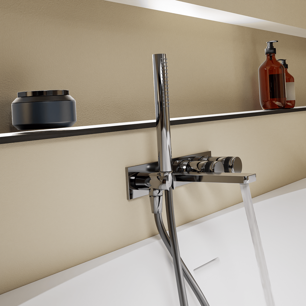 Blaufoss Sonic inbouw badkraan met handdouche chroom incl. inbouwelement