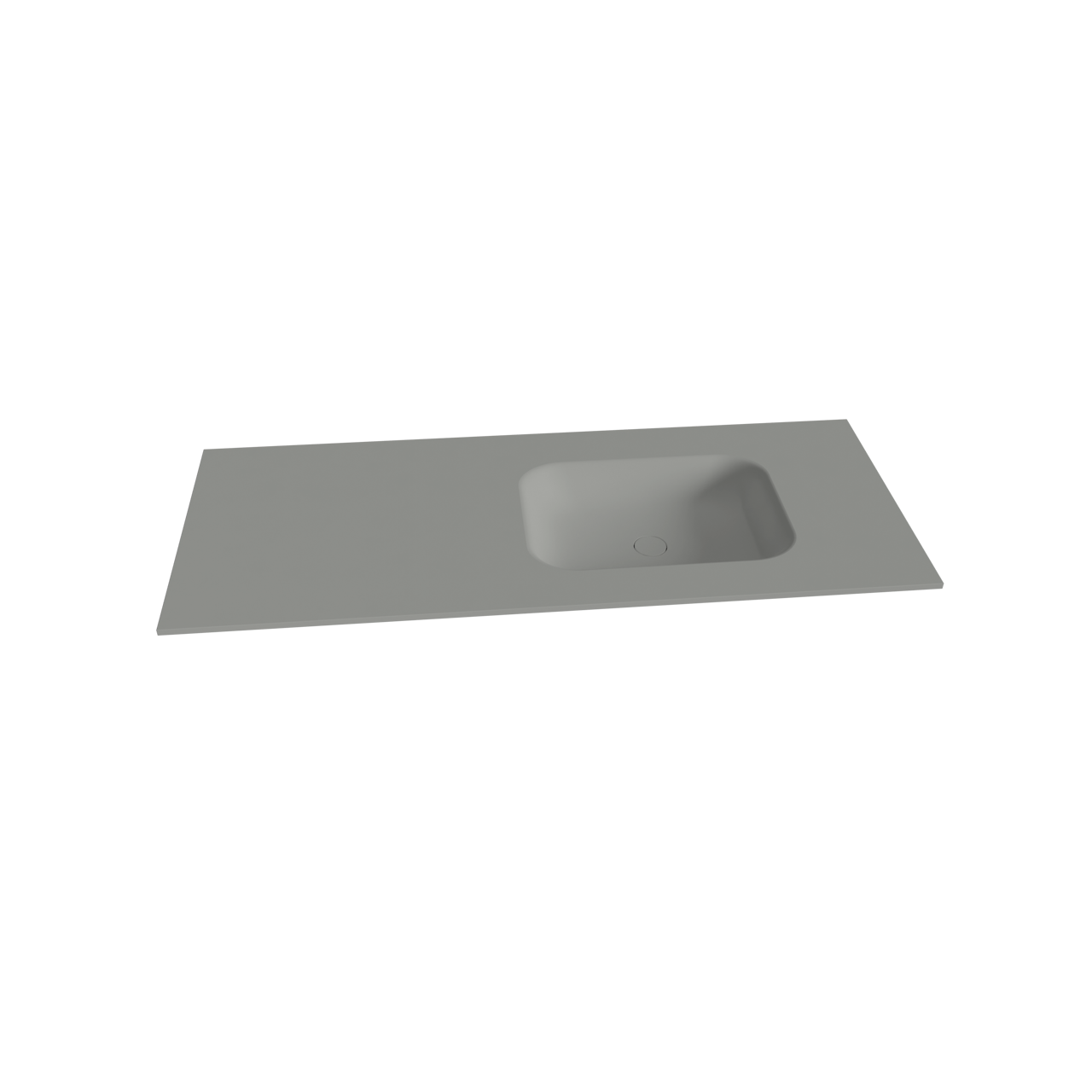 Balmani Fila meuble salle de bains suspendu 135 x 55 cm gris pierre avec Tablo Arcato plan vasque asymétrique à droite en solid surface gris pierre, Nervure droite symétrique verticale