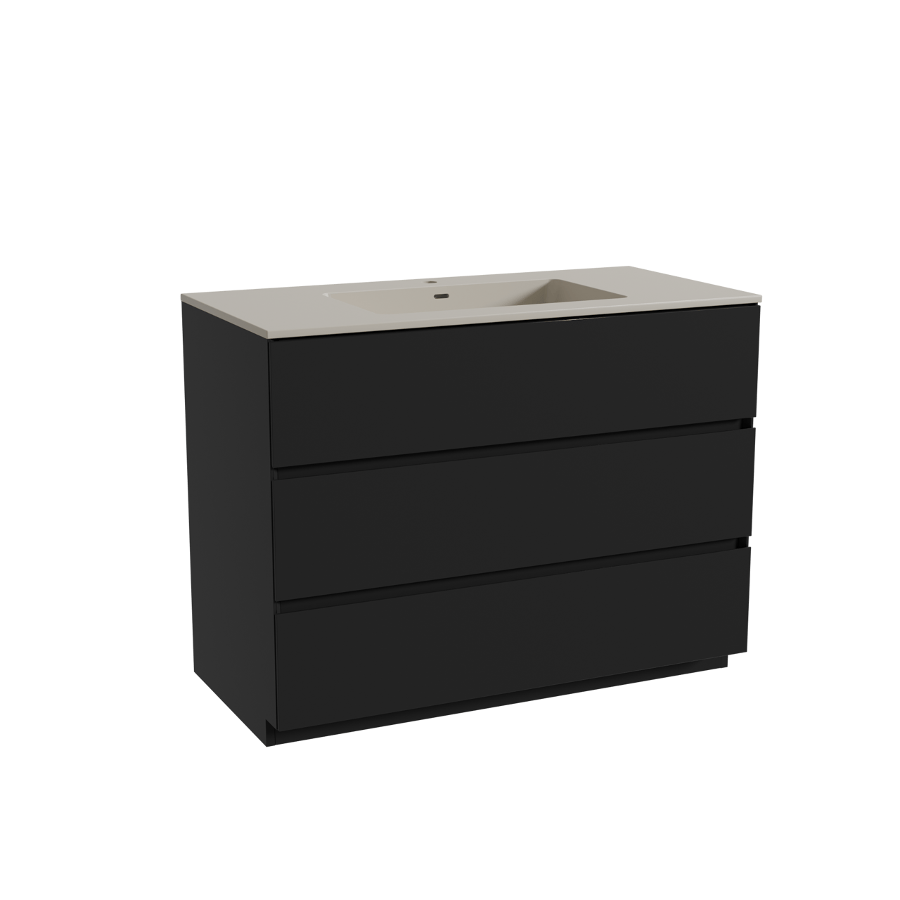 Storke Edge meuble salle de bains à poser 105 x 52 cm noir mat avec Diva plan simple en top solid soie grise