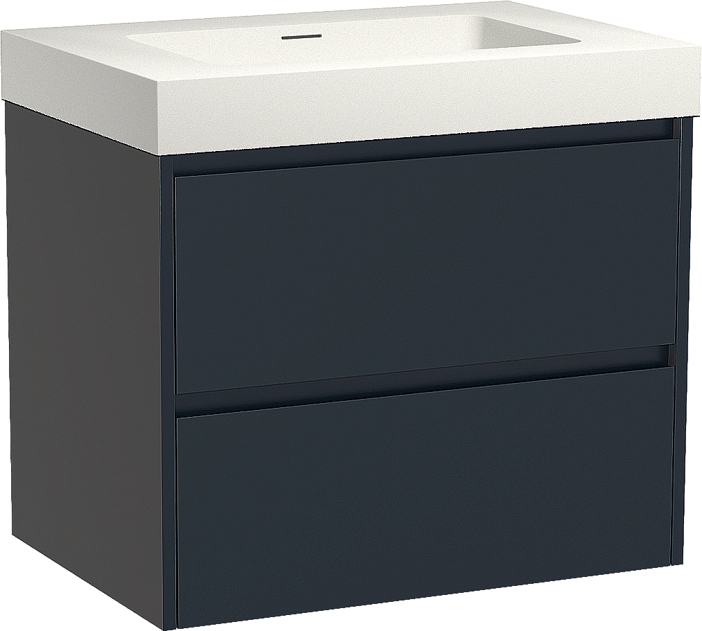 Storke Seda zwevend badmeubel 75 x 52 cm nachtblauw met Mata High enkele wastafel in solid surface mat wit
