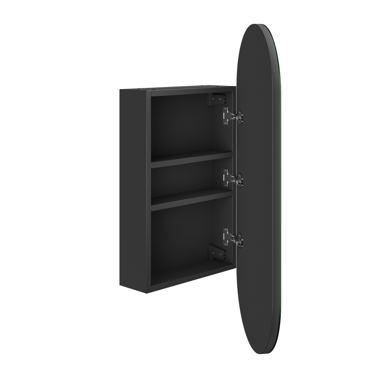 Storke Spiegelschrank Bad: Oval, 100 x 40 cm, Schwarz matt