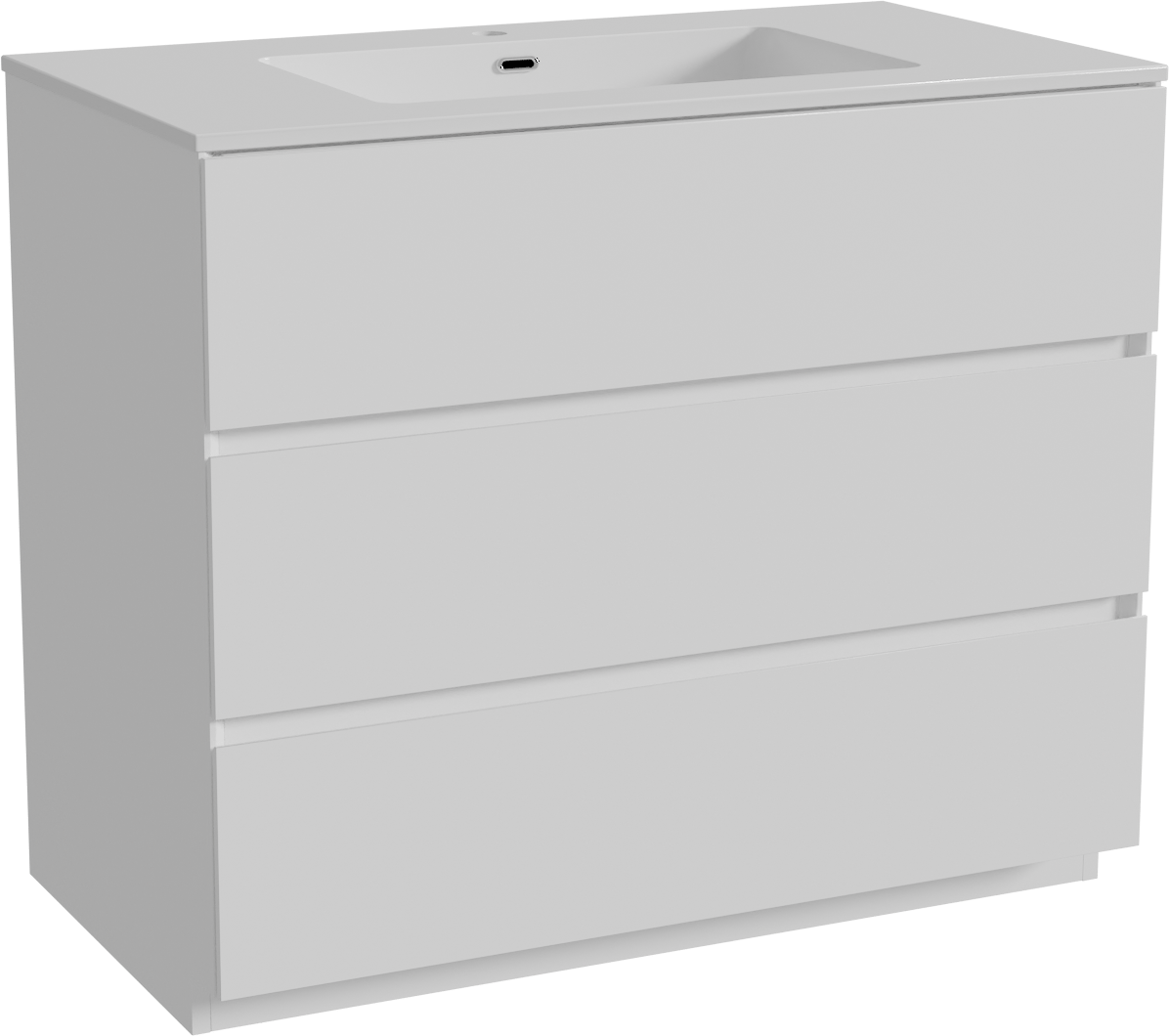 Storke Edge meuble salle de bains à poser 95 x 52 cm blanc mat avec Diva plan simple en marbre composite blanc brillant