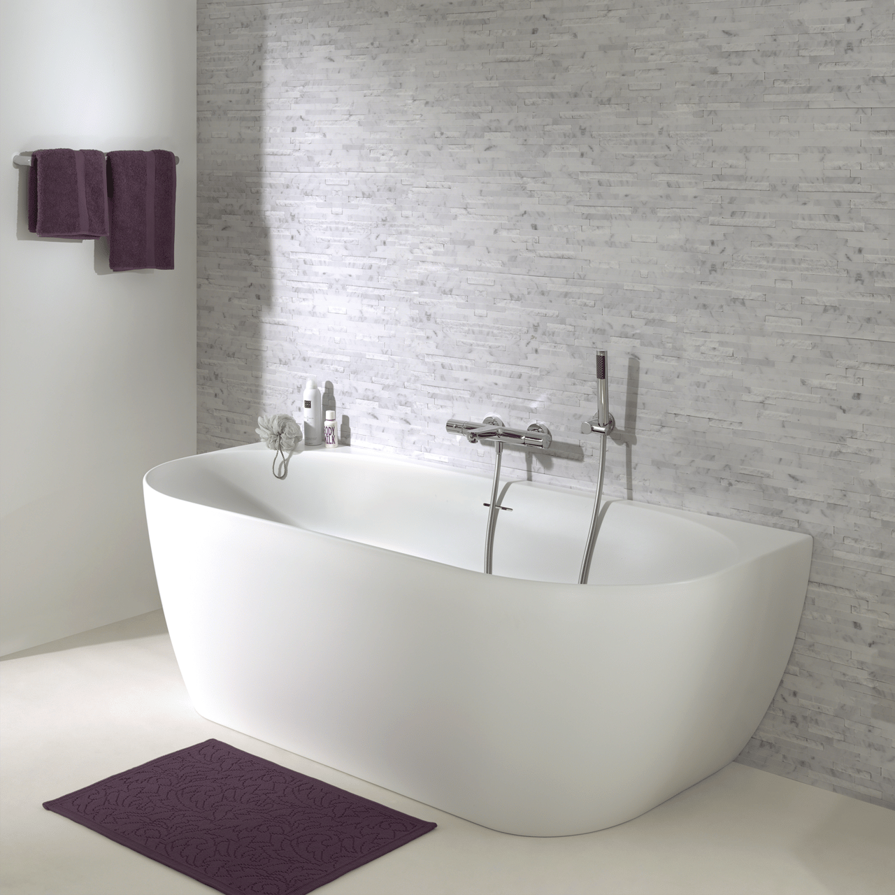 Luca Varess Otello baignoire semi-îlot 170 x 80 cm acrylique blanc mat