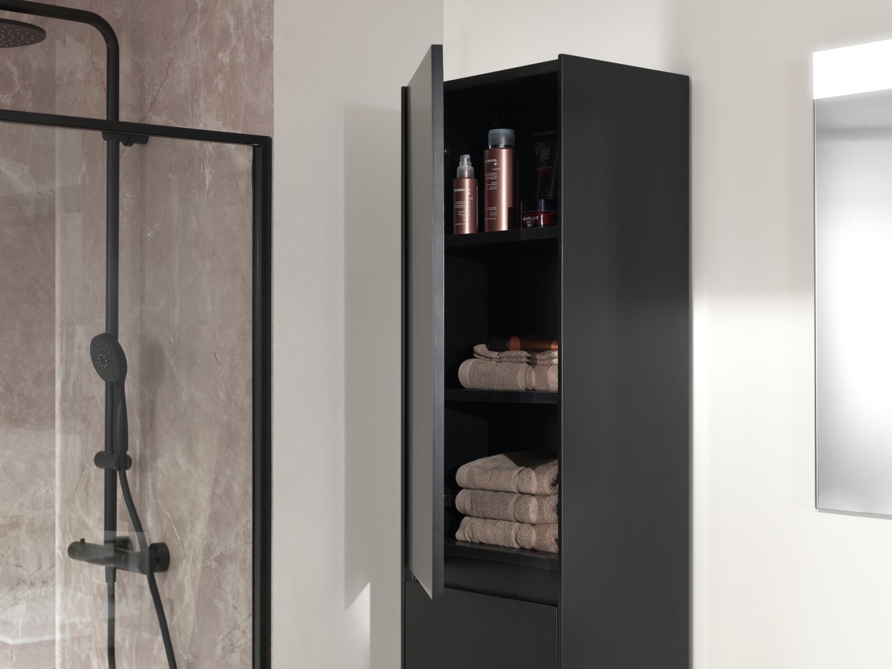 Storke Edge zwevende badkamerkast Mat Zwart 40 x 30 x 170 cm